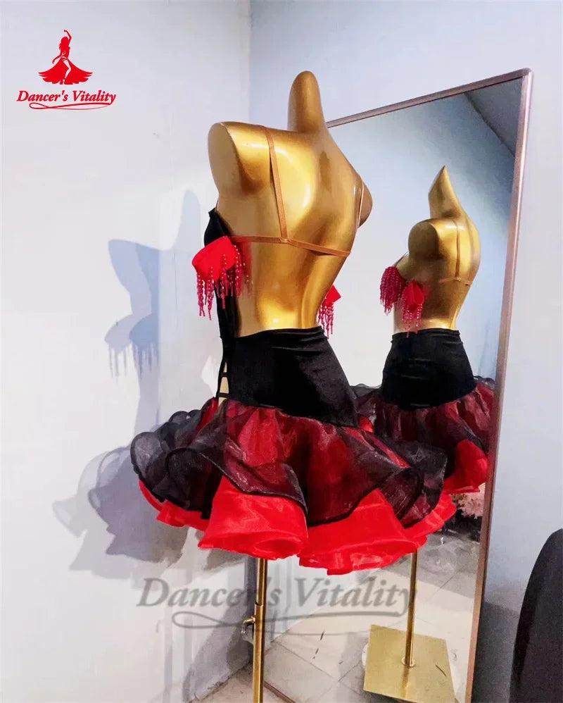 Latin Dance Dresses for Women Customsized Rumba Chacha Tango Performance Competiton Costume Skirt Children Adult Latin Dresses