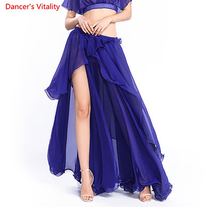 Professional Competition Sexy Chiffon For Women Belly Dance Skirt Maxi Costume Dancer Dress11 Color; Free Shipping