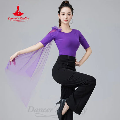 Latin Dance Tops Customized Comfortable and Breathable Pure Cotton Top Women's Tango Chacha Samba Professional Practice Clothes