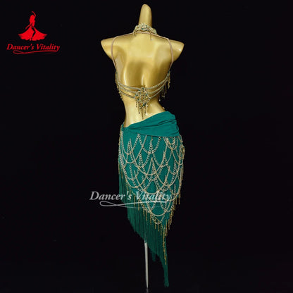 Latin Dance Performance Dresses Adult and Child Customized Senior AB Stones Tassel Dress Tango ChaCha Samba Competition Clothing