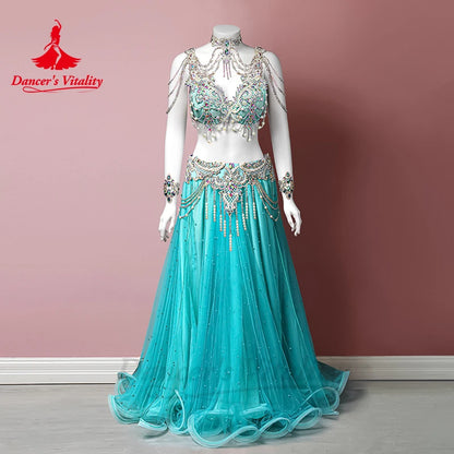 BellyDance Costumes Customized High Luxury Rhinestone Chiffon Performance Set Adult Children Oriental Dance Competition Clothing