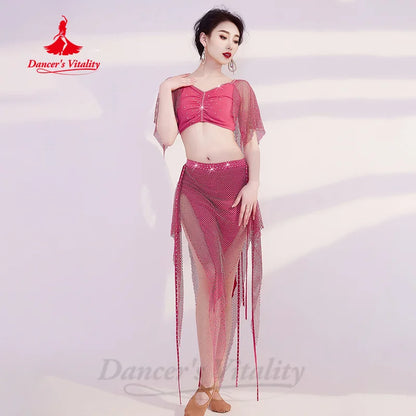 Belly Dancing Costume Set  Set Women Customized Light Luxury AB Stones Professional Performance Costumes Adult Oriental Dance Outfit