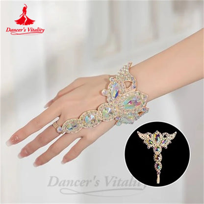 Belly Dance Performance Accessories for Women Senior AB Stones Chain Belt Girl's Luxury Competiton Bracelets