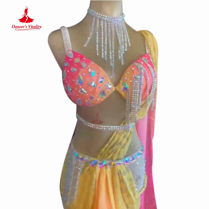 Belly Dance Performance Costume Suit Customized Adult Children Bra+chiffon Long Skirt 2pcs Fealme Oriental Belly Dancing Outfit