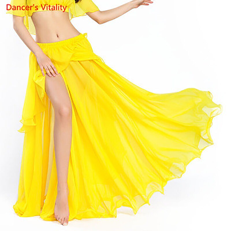 Professional Competition Sexy Chiffon For Women Belly Dance Skirt Maxi Costume Dancer Dress11 Color; Free Shipping