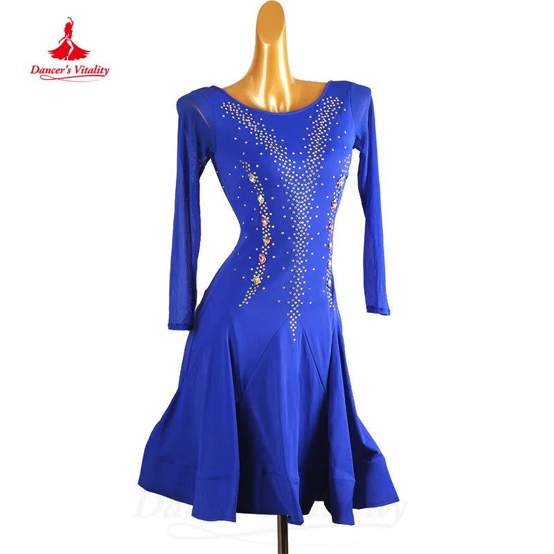 Latin Dance Practice Clothing Customized Rhinestone Sexy Fishtail Skirt Adult Children Tango Chacha Lombard Performance Costumes