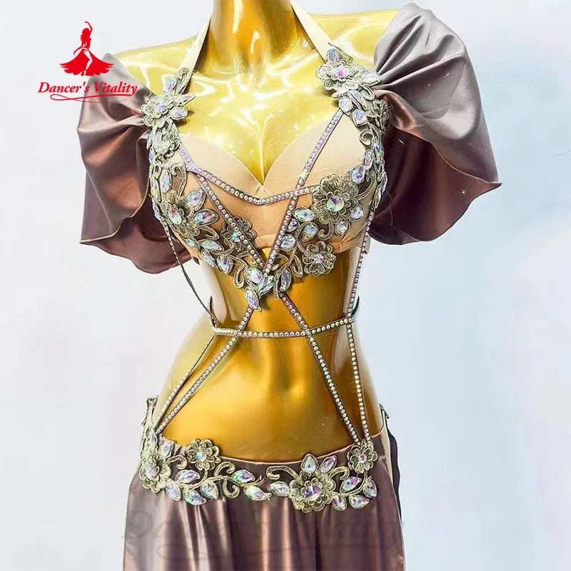 BellyDance Costume Women's Customized High-end Luxury Rhinestone Satin Dress Adult Children Oriental Dance Performance Clothing