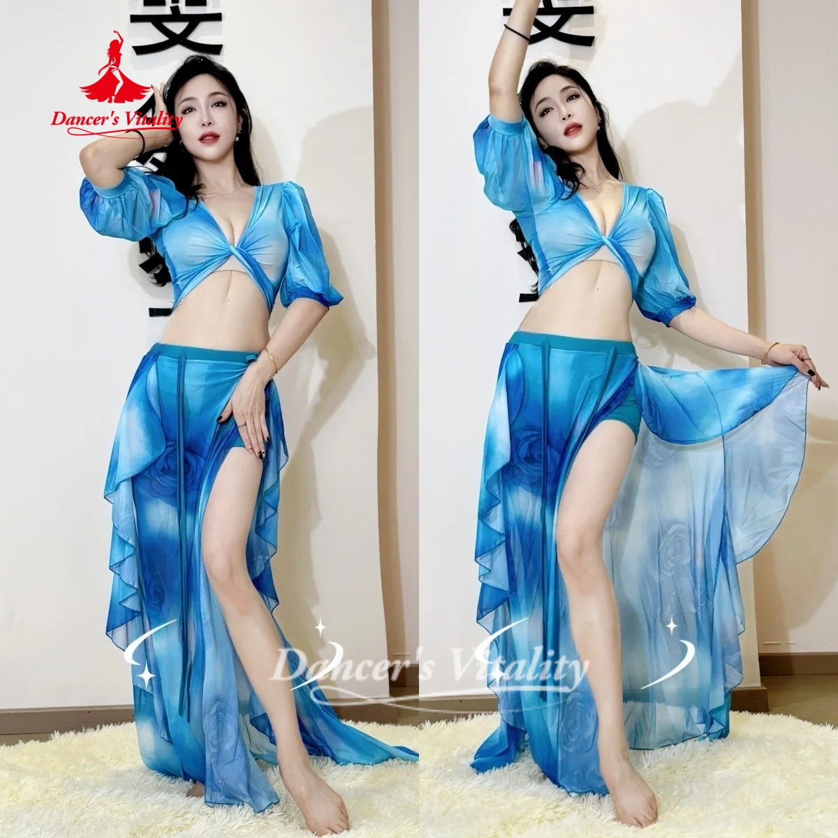Belly Dance Practice Clothes Comfortable and Breathable Mesh Set Adult Women's Oriental Dance Clothing Dancer's Vitality