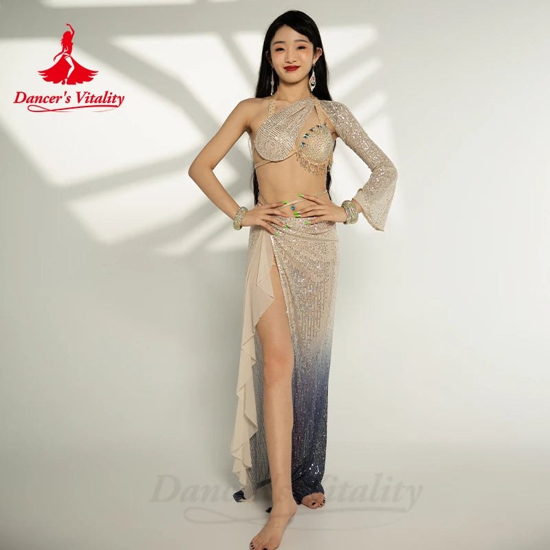 Belly Dance Professional Clothes for Women Cusomzied Adult Children Bellydance Bra+long Skirt 2pcs Girl's Belly Dancing Outfit