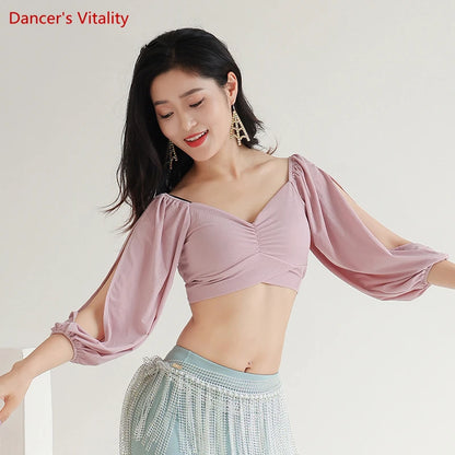 Belly Dance Costume Top Practice Clothes Daily Practice Dance Slim Blouse for Female Bellydancing Exotic Dancewear