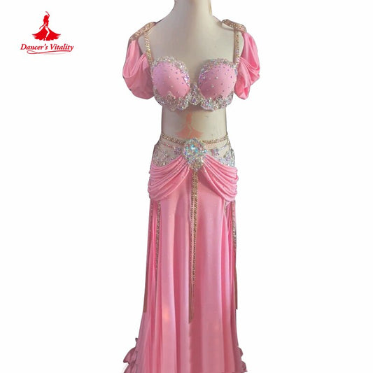 Belly Dance Competiton Costume Suit for Women Customzied Bra+split Skirt 2pcs Adult Children Oriental Belly Dancing Stage Wear