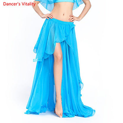 Professional Competition Sexy Chiffon For Women Belly Dance Skirt Maxi Costume Dancer Dress11 Color; Free Shipping