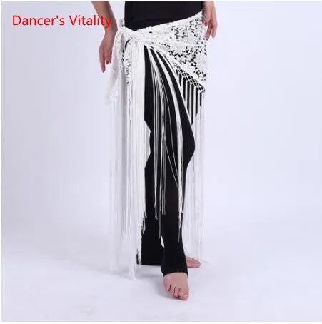 Hand-Made Clothes For Belly Dancing Women's Clothes For Dancing flowers Long Fringe Hand-Knitted Triangular Belt Belly Dance Hip