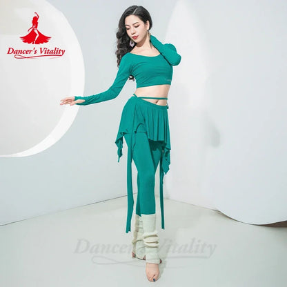 Belly Dance Costume Set for Women Autumn/Winter New Training Suit Long Sleeve Set Woodell Step Trouser Belly Dancing Outfit