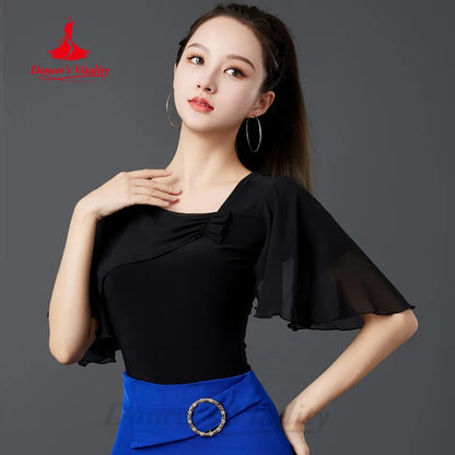 Latin Dance Practice Clothes Women's Customized Comfortable Cotton Top Chacha Samba Performance Clothing Modern Dancing Outfit