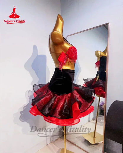 Latin Dance Dresses for Women Customsized Rumba Chacha Tango Performance Competiton Costume Skirt Children Adult Latin Dresses