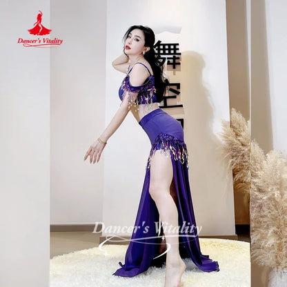 Belly Dance Costume Women's Advanced Sequin Tassel Performance Set Adult Oriental Dance Practice Clothes Dancer's Vitality