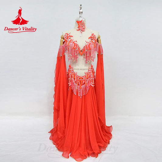 Belly Dance Performance Costume Set for Women Senior Bra+chiffon Long Skirt 2pcs Adult Children Oriental Dancing Clothing