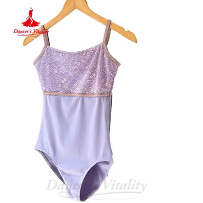 Ballet Dance Sexy Lace Sleeveless Tops Women's Yoga Gymnastics Art Exam Bodysuit Ball Outfit for Girls Ballet Training Clothes