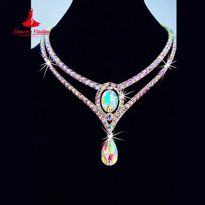 Modern Dancing Performance Accessories Customized High-end Luxury AB Stones Necklace Belly Dance Competition Ornament