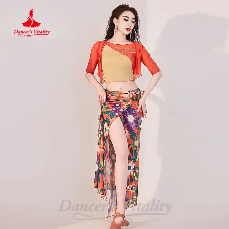 BellyDance Performance Clothing Summer New Belly Dance Skirt  Elegant and Comfortable Printed Water Gauze Women Practice Clothes