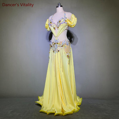 Belly Dance Performance Clothes Set Senior Stones Belly Dancing Dress for Women Adult Children Original Design Prosong Costumes