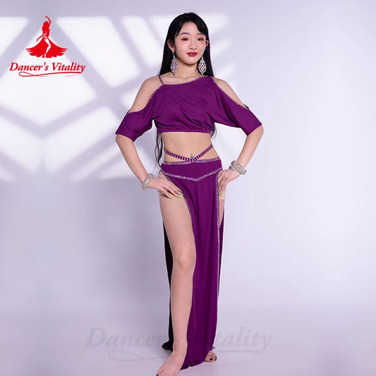 Belly Dance Costumes for Women Half Sleeves Top+sexy Split Long Skirt 2pcs Oriental Belly Dancing Performance Clothes Outfit