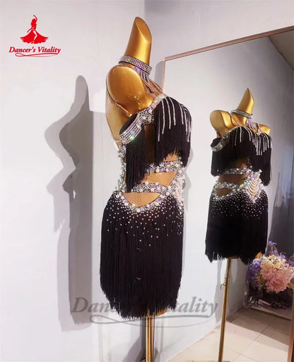 Latin Dance Competition Fringe Dress for Girl's Performance Clothing Skirt Custom Adult Child Rumba Chacha Latin Dancing Skirts