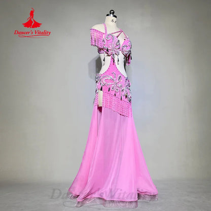 BellyDance Outfit Customized High End Luxury Rhinestone Sexy Tassel Dress Adult and Children Oriental Dance Performance Costumes