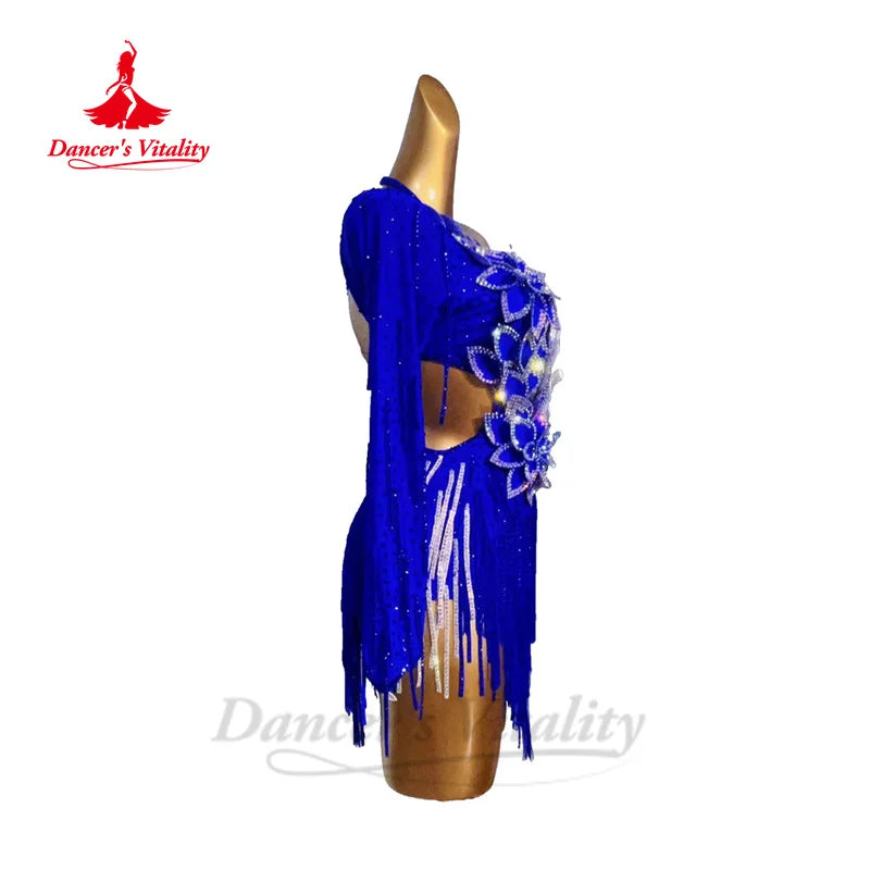 Latin Dance Dress for Women Rumba Chacha Tango Performance Fringe Skirt Customsized Adult Children Latin Dancing Wear Outfit