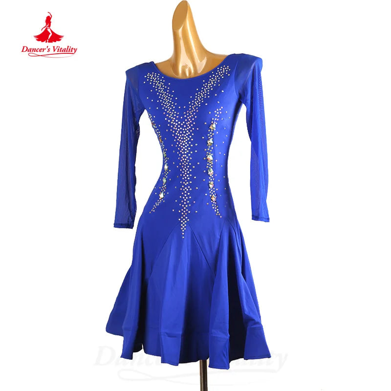 Latin Dance Practice Clothing Customized Rhinestone Sexy Fishtail Skirt Adult Children Tango Chacha Lombard Performance Costumes