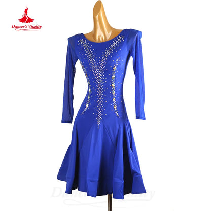 Latin Dance Practice Clothing Customized Rhinestone Sexy Fishtail Skirt Adult Children Tango Chacha Lombard Performance Costumes