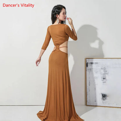 Belly Dance Dress Modal Long Skirt Half Sleeve Practice Clothes Female Adult Elegant Sexy Profession Performance Clothing