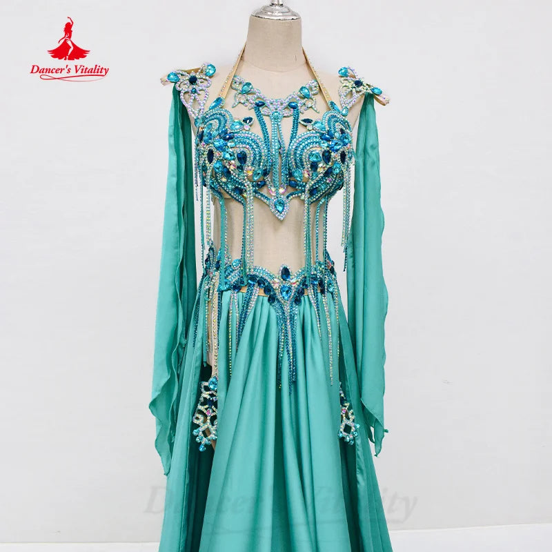 Seni Rupa Rhinestone Belly Dance Clothing Women's Customization Luxury Rhinestone Bra+seni ...