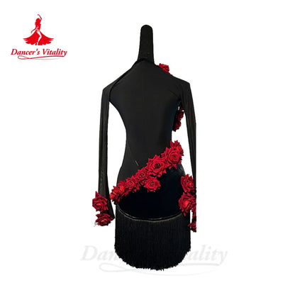 Latin Dance Professional Dress for Women Senior Velvet Long Sleeves Rumba Chacha Performance Costume Skirt Child Latin Dresses