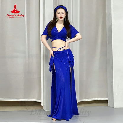 Belly Dance Costume Women 2023 New Summer Gauze Short Sleeves Top+Long Skirt 2pcs Oriental Training Suit Bellydance Outfit