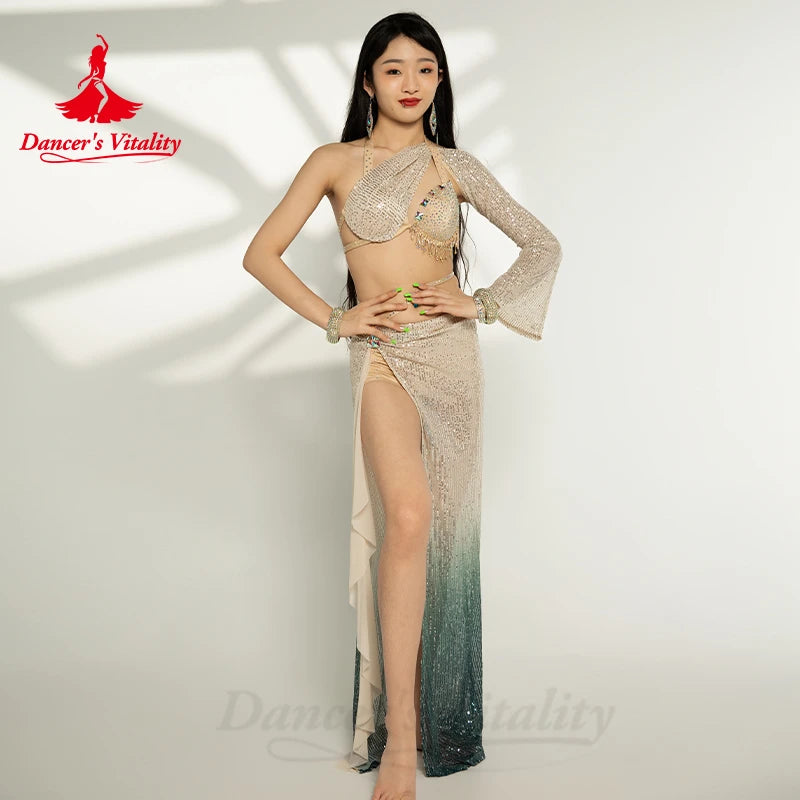 Belly Dance Professional Clothes for Women Cusomzied Adult Children Bellydance Bra+long Skirt 2pcs Girl's Belly Dancing Outfit