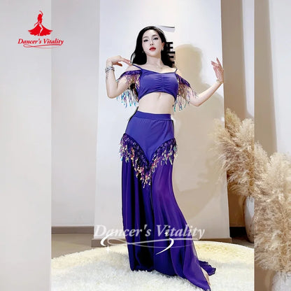 Belly Dance Costume Women's Advanced Sequin Tassel Performance Set Adult Oriental Dance Practice Clothes Dancer's Vitality