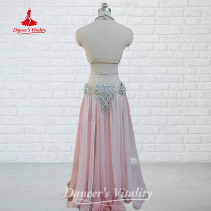 BellyDance Set Customized Exquisite Pearls AB Stones Performance Costume Oriental Dance Competition Clothing Dance's Vitality
