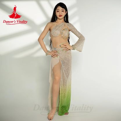 Belly Dance Professional Clothes for Women Cusomzied Adult Children Bellydance Bra+long Skirt 2pcs Girl's Belly Dancing Outfit