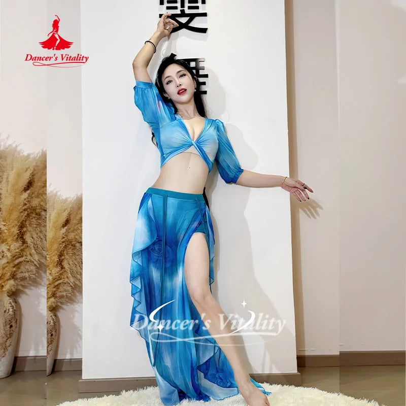 Belly Dance Practice Clothes Comfortable and Breathable Mesh Set Adult Women's Oriental Dance Clothing Dancer's Vitality