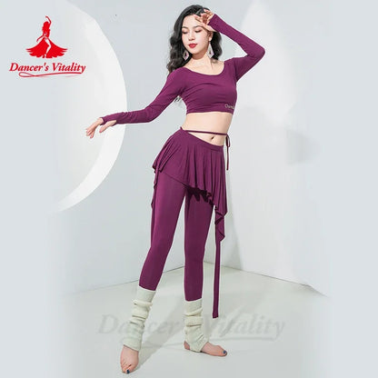 Belly Dance Costume Set for Women Autumn/Winter New Training Suit Long Sleeve Set Woodell Step Trouser Belly Dancing Outfit