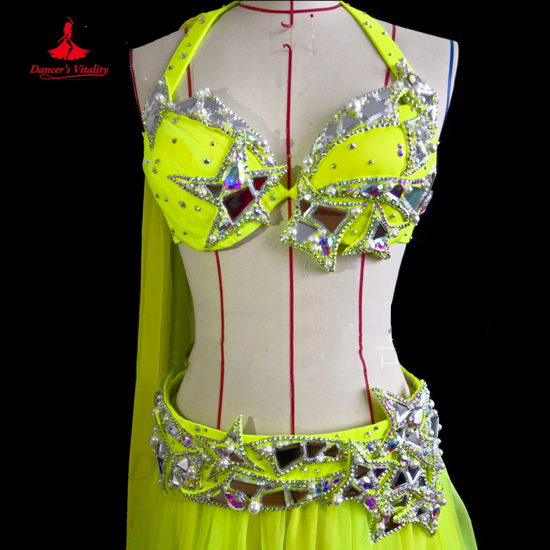 Belly Ancer Costume Set Women Children Customsized Oriental Bra+belt+long Skirt 3pcs Female Belly Dancing Performance Outfit