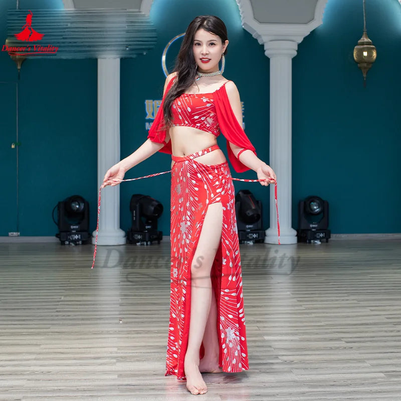 Belly Dance Performance Costume Set for Adult Children Belly Dancing Half Sleeves Top+skirt 2pcs Female  Oriental Dance Outfit