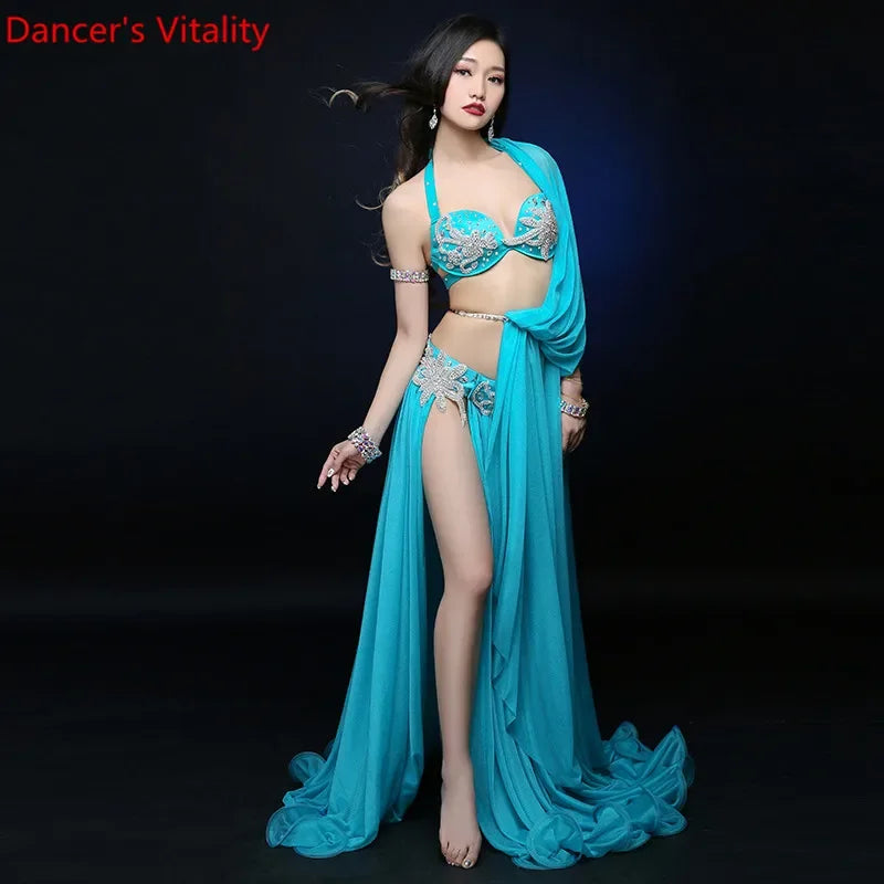 New Professional  Customize High Quality Women Bellydance Costume Bright yarn Costume Set of 3pcs/set