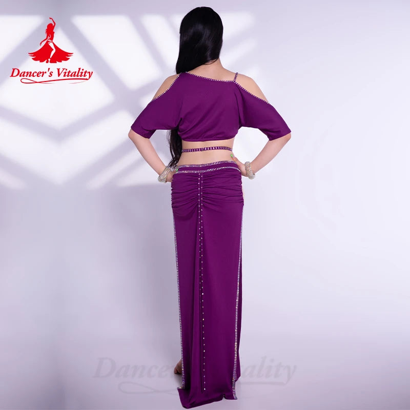 Belly Dance Costumes for Women Half Sleeves Top+sexy Split Long Skirt 2pcs Oriental Belly Dancing Performance Clothes Outfit