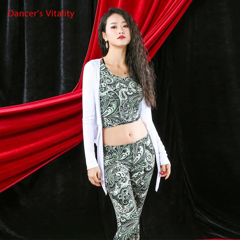 New Belly Dance Practice Suit Set Oriental Dance Sleeveless Top + Trousers 2pcs Free Delivery Women Bellydance Set