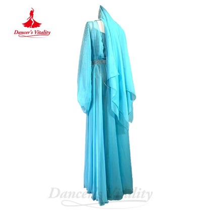 Belly Dancing Performance Clothing Customized Light Luxury Chiffon Robe+vest+headscarf 3pcs Adult Children Oriental Dance Outfit