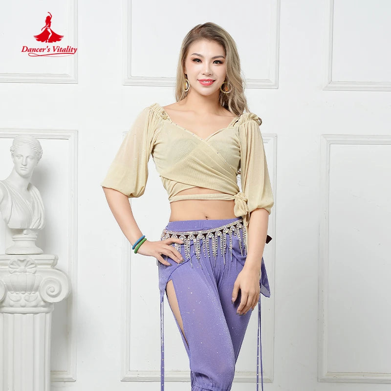 Belly Dance Performance Suit Winter Half Sleeves Top & Trousers for Women Oriental Wear Girl's Belly Dancing Tops Pants Clothes