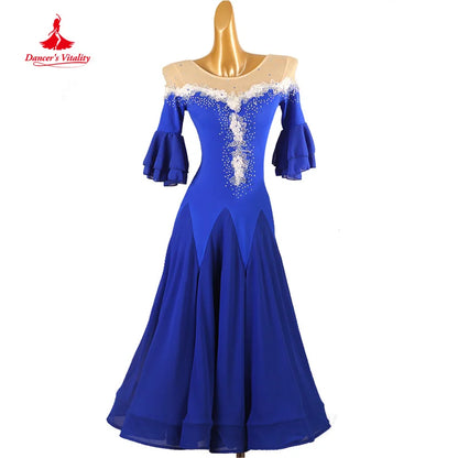 Modern Dance Performance Costumes Customized Comfortable and Elegant Trumpet Sleeved Dress Ballroom Dance Professional Clothing